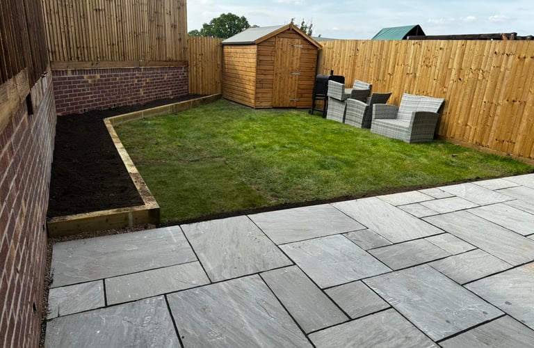 Garden transformation with multiple landscaping features in Worcester