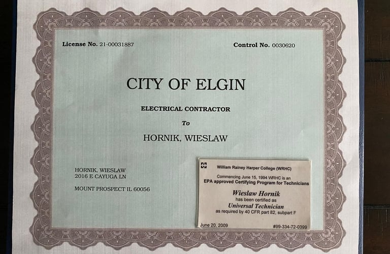 Licensed residential electrical contractor