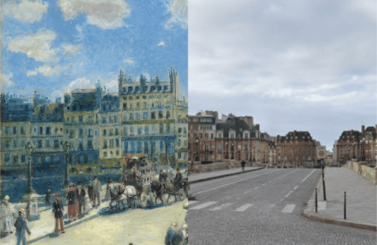 comparaison entre la peinture du Pont Neuf par renoir et une capture d'écran Google Street