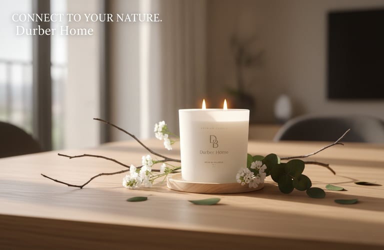 a candle with a candle on a table