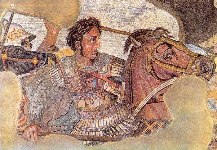 Detail of the Alexander Mosaic, representing Alexander the Great on his horse. By Ruthven 