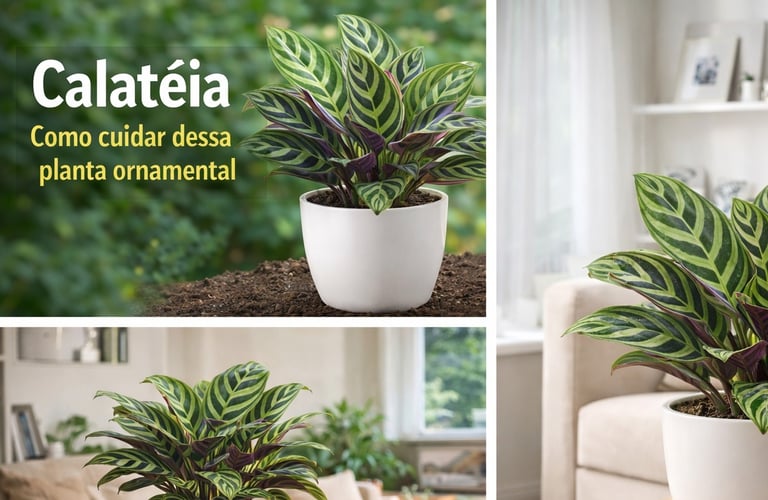 planta calatéia ornamental em vaso decorando ambientes