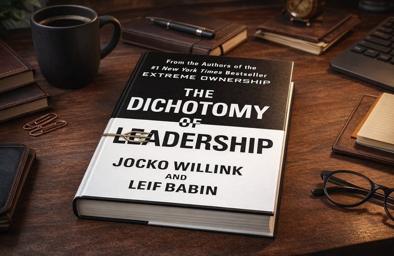 Book Jocko Willink The Dichotomy of Leadership on a desk