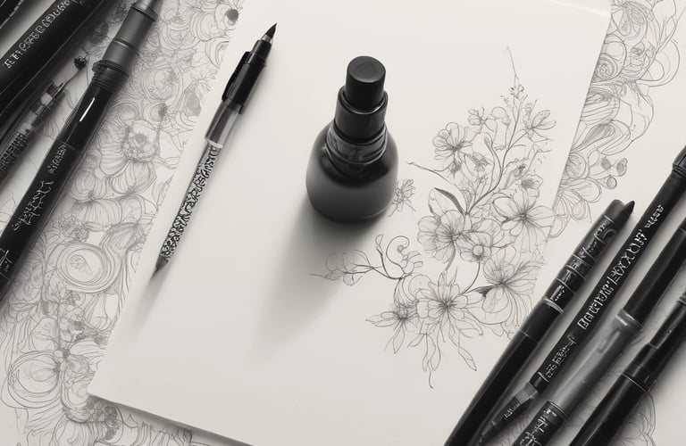 An intricate black and white woodcut-style illustration featuring abstract patterns and shapes, resembling a dense cluster of foliage and branches. A small, stylized figure appears to be sitting among the leaves, adding a touch of mystery.