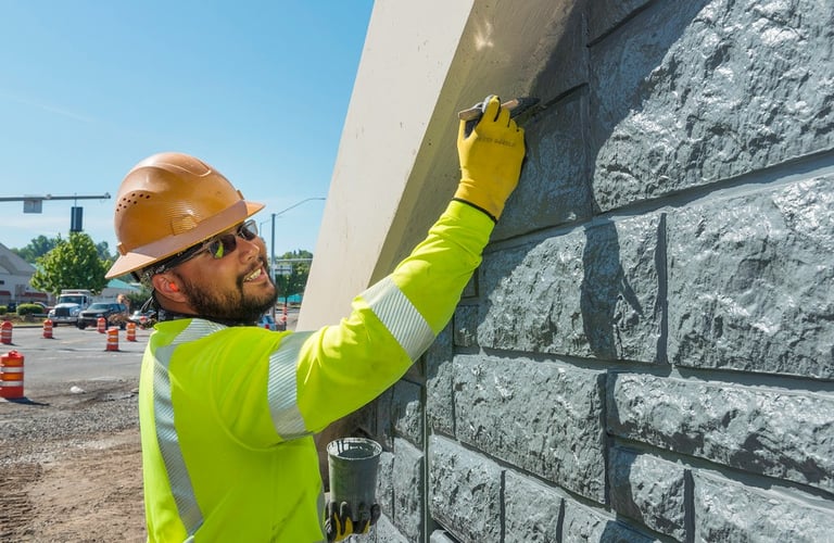masonry contractor building a retaining wall in gresham, or