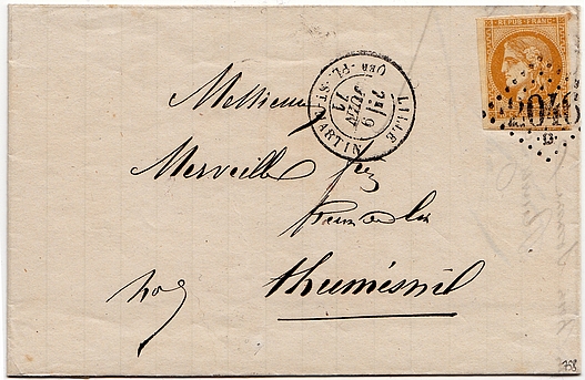 Letters mailed in the branch post offices to rural communes in the rural district of a head post