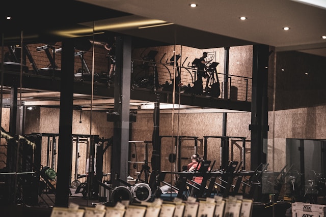 commercial gym with two levels