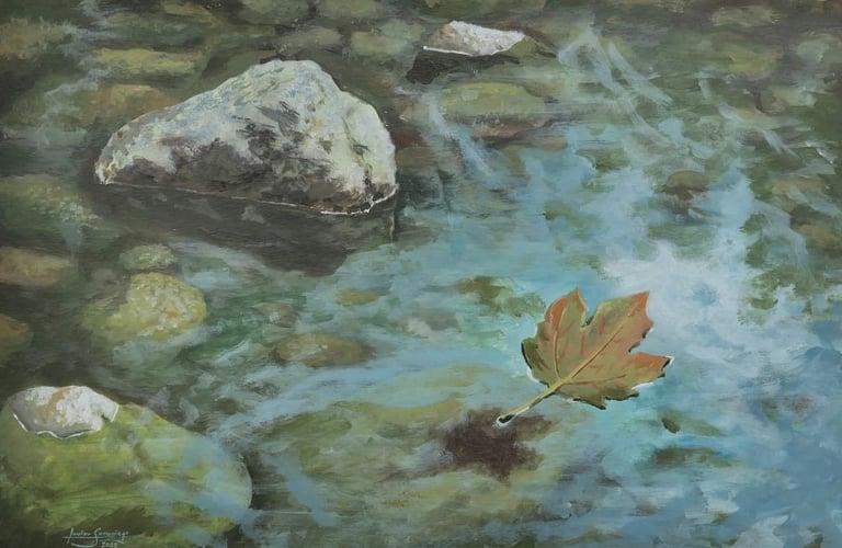 Mira puedo flotar. acrilico 30x40cm