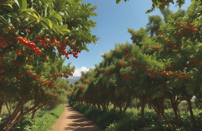 Close-up of glossy roasted single origin coffee beans spilling from a burlap sack onto a dark wooden surface.