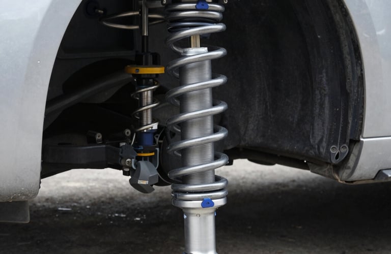 Car tire being inflated with a portable inflator in the garage