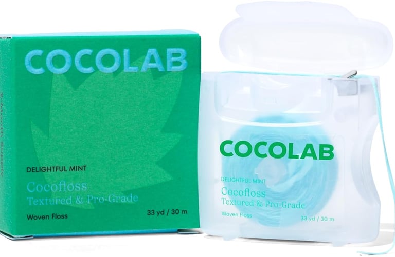 Cocolab woven dental floss that uses coconut oil