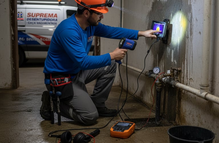 caça vazamento com maquinário