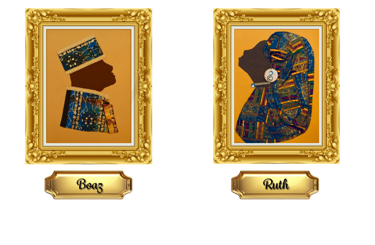 Ruth and Boaz, Handmade art symbolizing loyalty and divine love