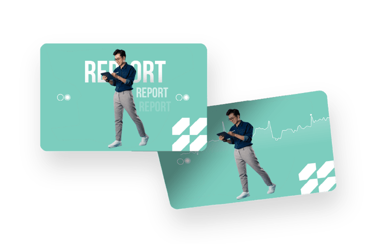 Slide Report Service Grafik - Mann mit Tablet