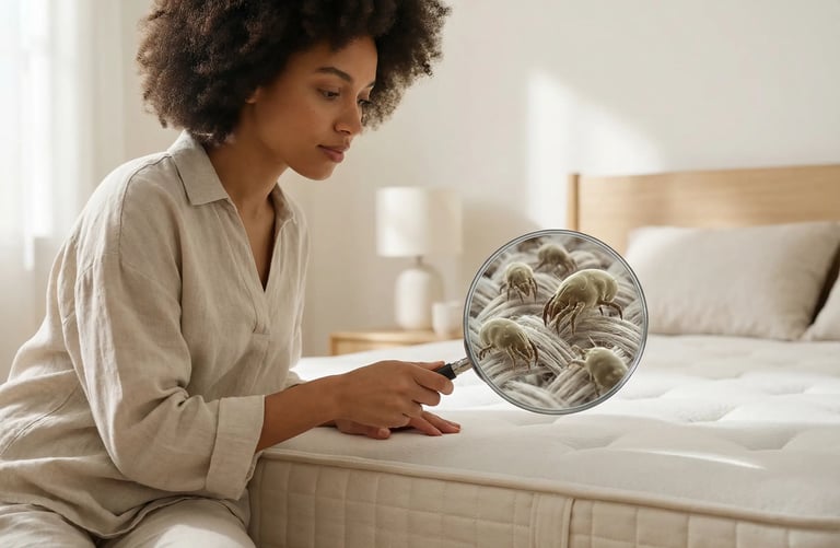 ácaros y polvo acumulados en el interior de un colchón en Bonao