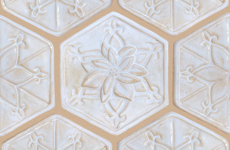 simulated poinsettia tile installation