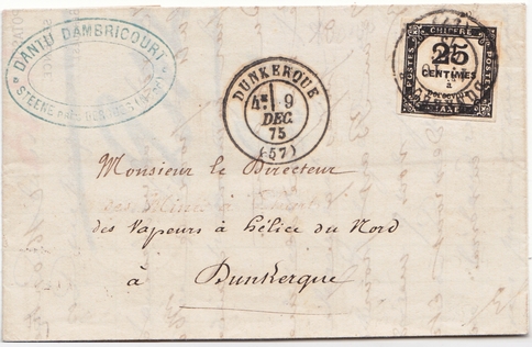 1875: Portobrief von und nach DUNKERQUE bis zu 10 g.