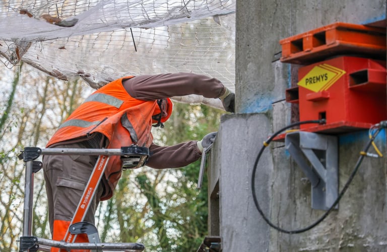 un homme vêtu d'un gilet de sécurité au travail sur un chantier