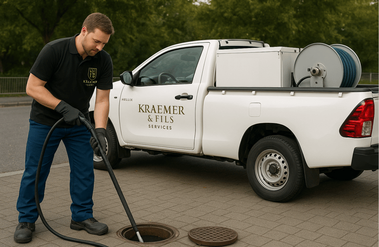 a man in a black shirt is cleaning a truck