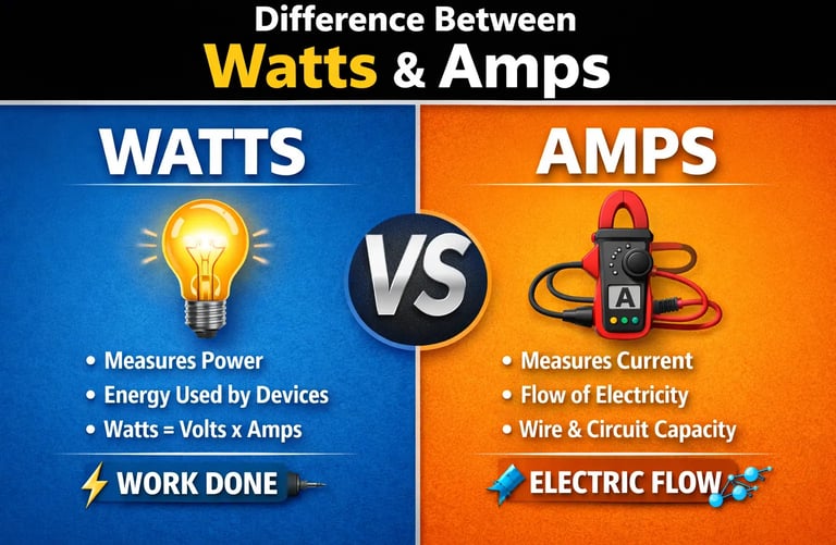 difference between watts and amps