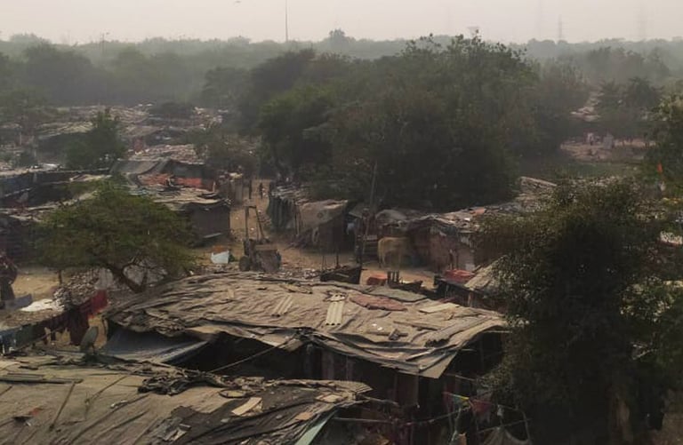 The Laxmi Park Slum in Delhi.