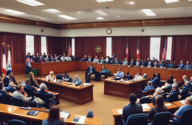 A large white mosque with multiple domes and minarets stands prominently against a partly cloudy sky. In front of the mosque, a diverse group of people are gathered, some wearing traditional attire, and one person is holding a pink umbrella.