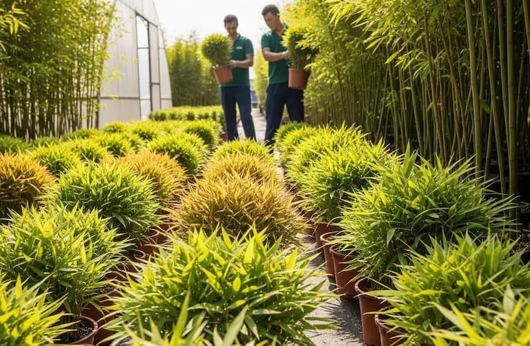 selección de bambú en vivero