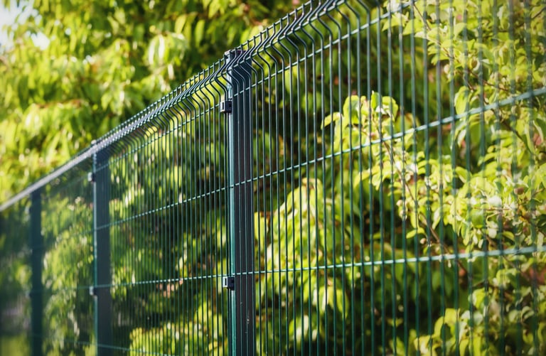 Kaynak makinesinde üretimi ve kaynağı tamamlandıktan sonra kullanılan panel çit örneği