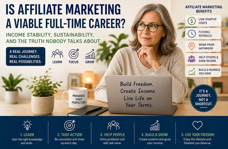 Affiliate marketing as a sustainable full-time digital career for older adults