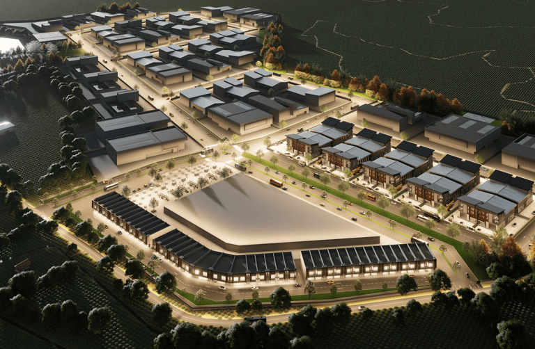 a development of factory building and built to use land
