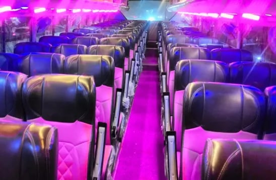 62 seater luxury bus interior for school and college trips in Delhi NCR