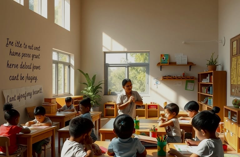 un enseignant enseignant à des enfants dans une salle de classe