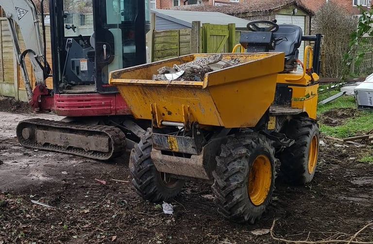 Dumper and roller used for groundwork preparation across Oldbury