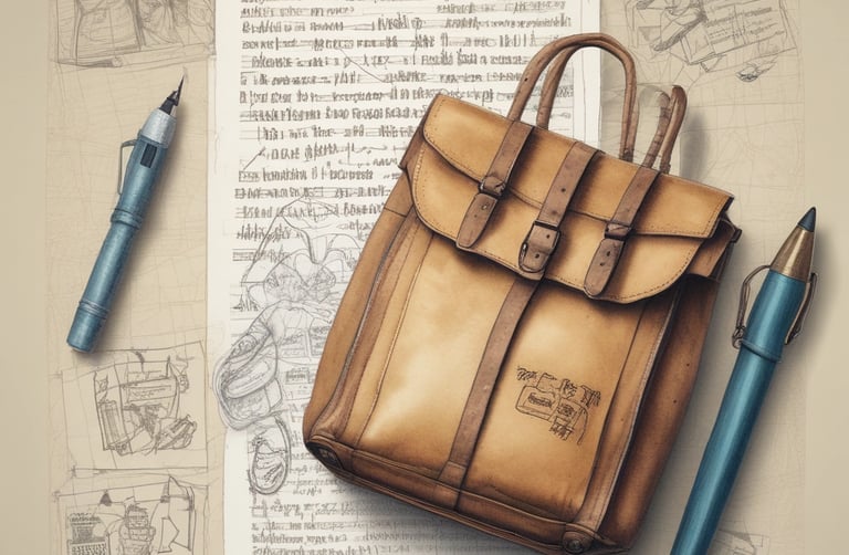 A collection of small accessories like wallets and keychains arranged on a rustic linen cloth with subtle red accents.