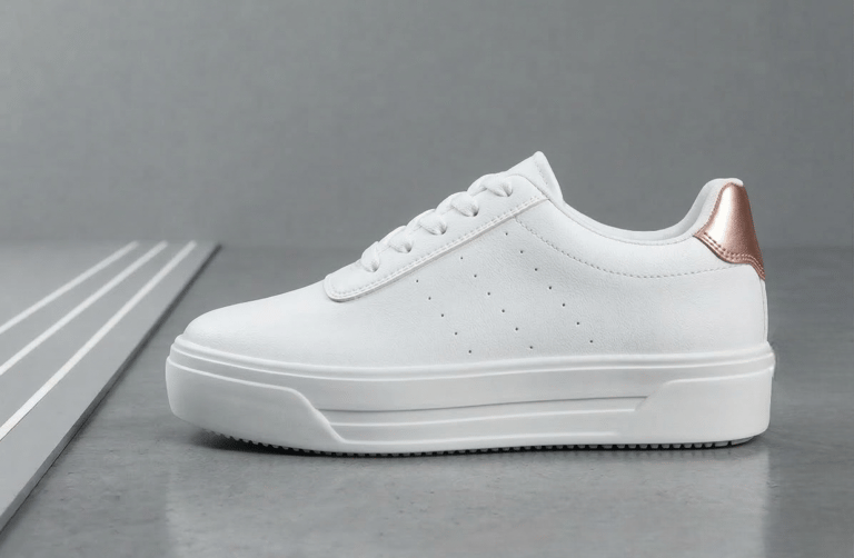 Zapato deportivo urbana blanca de plataforma lisa y robusta