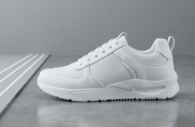 Zapatos deportivo totalmente blanca con diseño de paneles texturizados 