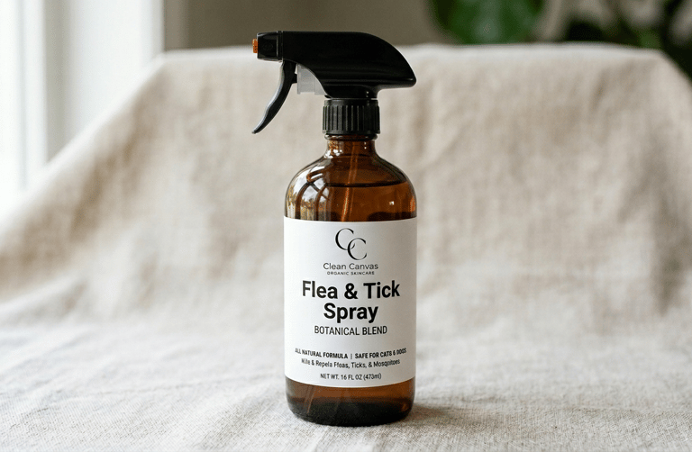 Spray bottle of flea & tick spray for pets