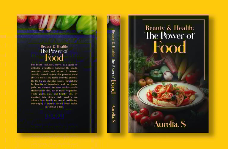 a book cover with a plate of food