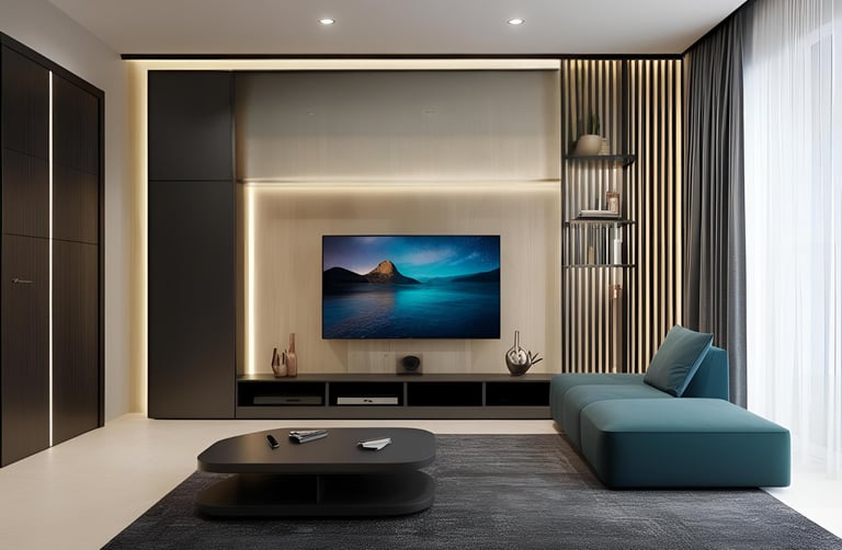 Classy L-shaped TV Showcase
