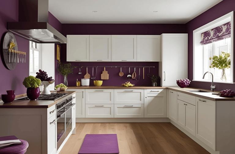 Infuse Passion With The Grape-White Home Kitchen Color Combination
