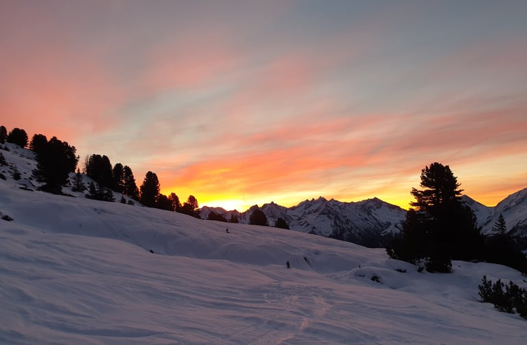 Skigebiet Finkenberg, Sonnenuntergang