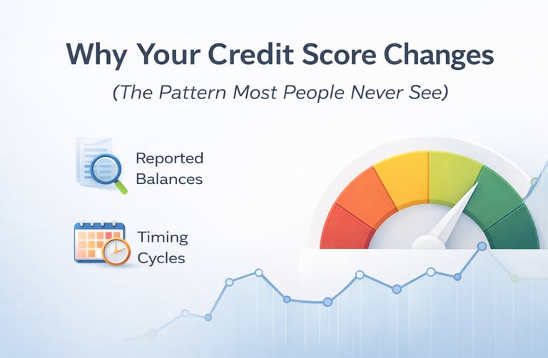 why your credit score changes infographic showing reported balances timing cycles and score fluctuat