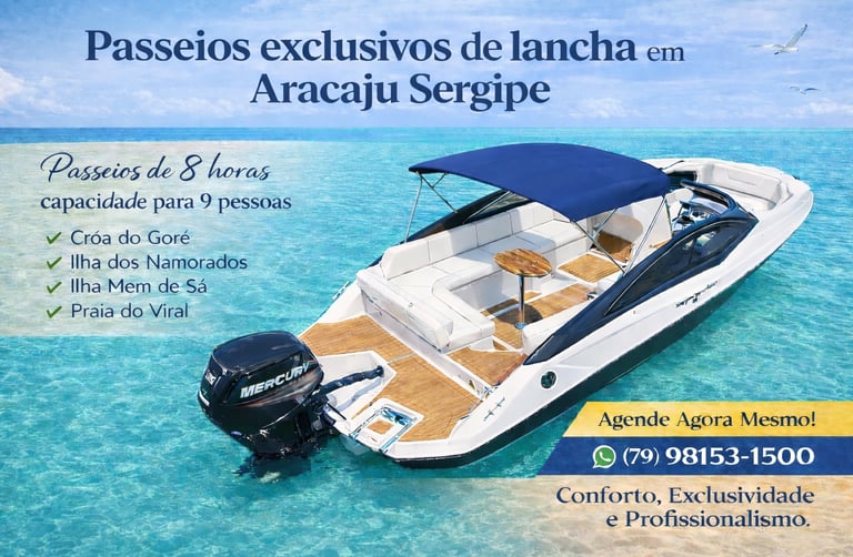 Passeios exclusivos de lancha em Aracaju Segipe