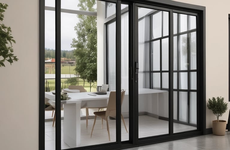 Set of aluminum and PVC window frames showcasing clean lines and sturdy construction.