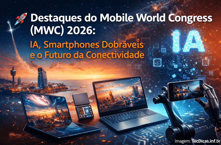 Destaques do Mobile World Congress (MWC) 2026: IA, Smartphones Dobráveis e o Futuro da Conectividade