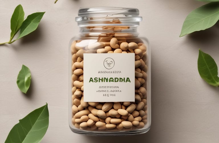 Ashwagandha roots artistically arranged on a natural wooden surface with vapor mist.