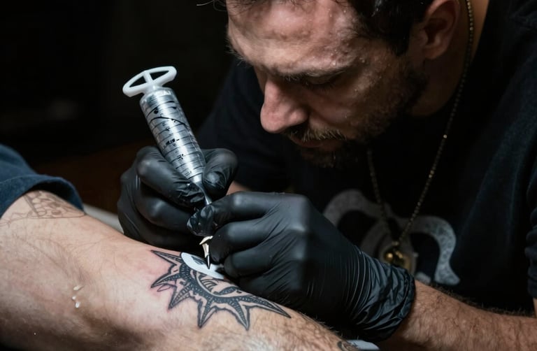 A sleek digital tablet displaying custom tattoo designs ready for download.