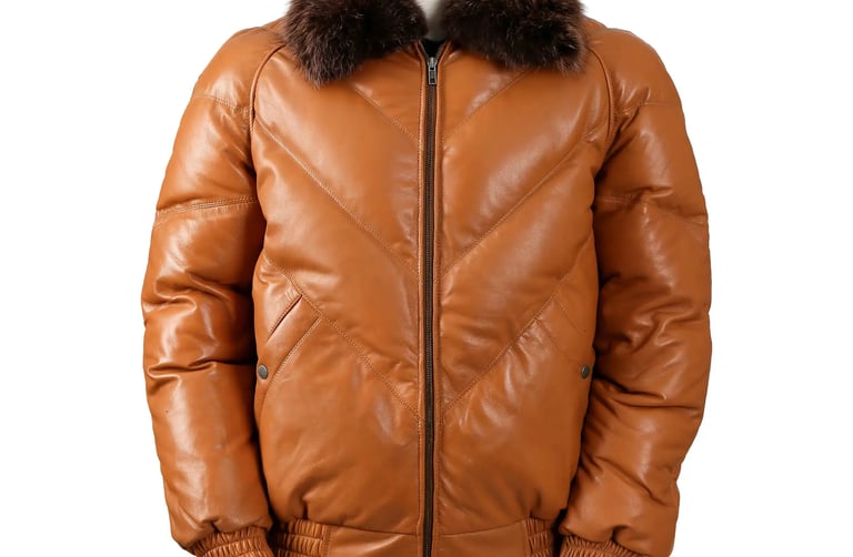 a mannequine of a man wearing a brown leather jacket