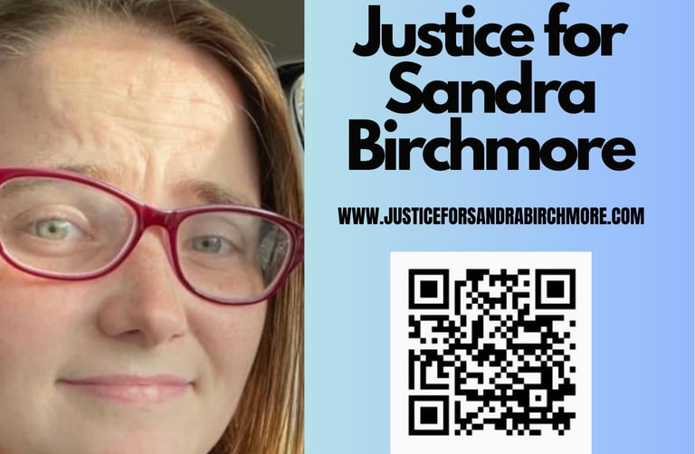 Justice for Sandra Birchmore Standout Sign for Members