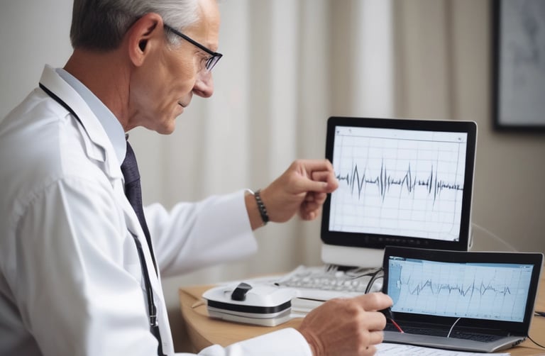 person using phone and laptop computer